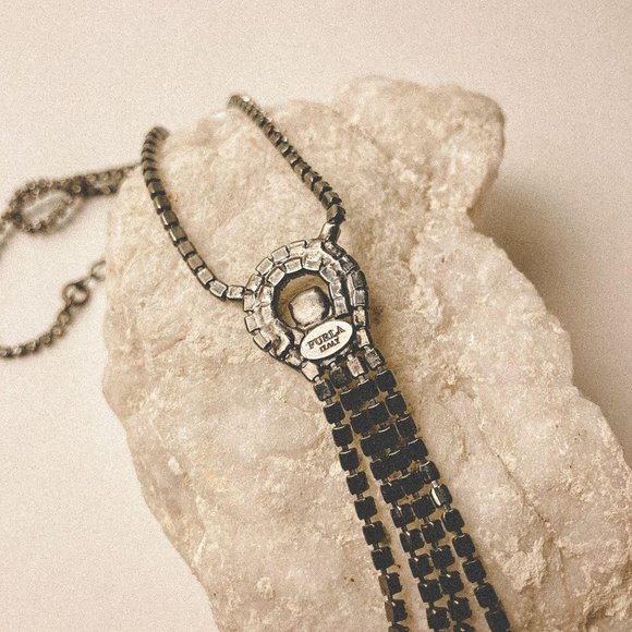 Vintage Furla Italy Rhinestone Tassel Necklace - Picture 5 of 9